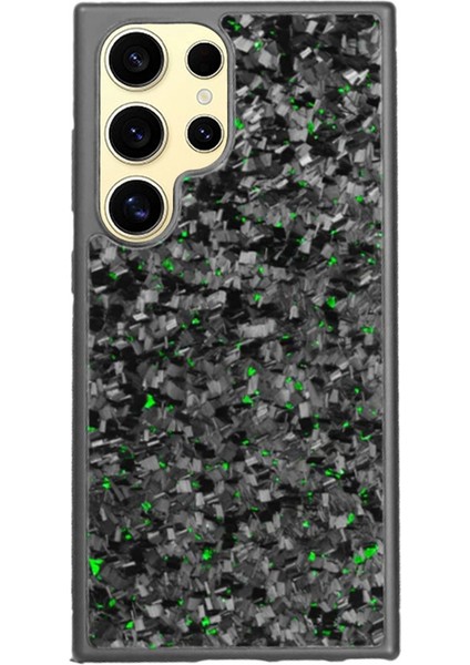 Samsung Galaxy S24 Ultra Manyetik Kılıf Dövme Doku Aramid Elyaf + Tpu Kaymaz Telefon Kapağı-Yeşil (Yurt Dışından)