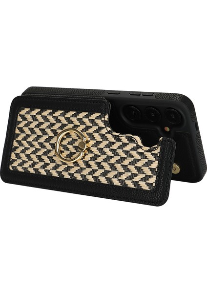 Samsung Galaxy S24 Için Kart Tutuculu, Kickstandlı, Rfıd Engellemeli Pu+Tpu Telefon Arka Kapaklı Kılıf - Siyah (Yurt Dışından)