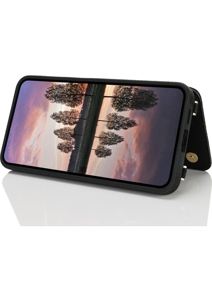 Samsung Galaxy S24 Için Kart Tutuculu, Kickstandlı, Rfıd Engellemeli Pu+Tpu Telefon Arka Kapaklı Kılıf - Siyah (Yurt Dışından)