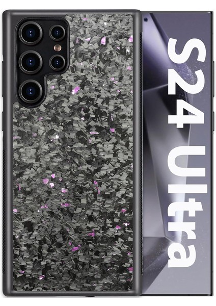 Samsung Galaxy S24 Ultra Manyetik Kılıf Dövme Doku Aramid Elyaf + Tpu Kaymaz Telefon Kapağı-Mor (Yurt Dışından)