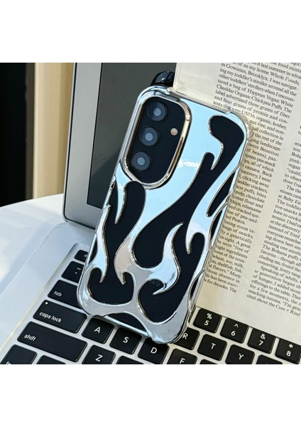 Samsung Galaxy A55 5g Kılıf Içi Boş Alev Tasarım Elektroliz Kaplama Tpu Telefon Kapağı-Gümüş (Yurt Dışından) fiyatları