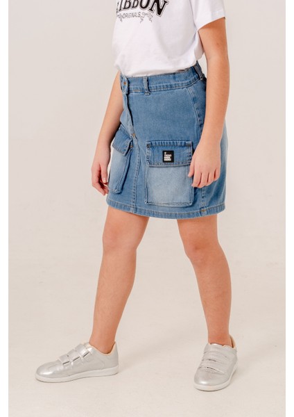 Kız Çocuk Körüklü Kot Şort Etek 2860 modelleri