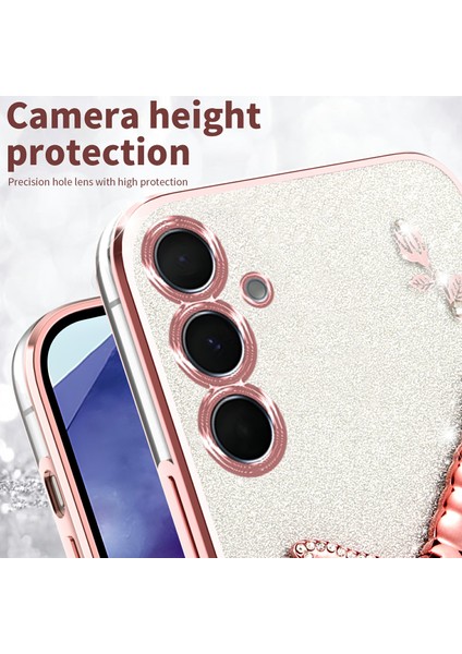 Kadem Samsung Galaxy A05S 4g Kılıf Dragonfly Kickstand Tpu Çiçekler Glitter Telefon Kapağı-Mor (Yurt Dışından)