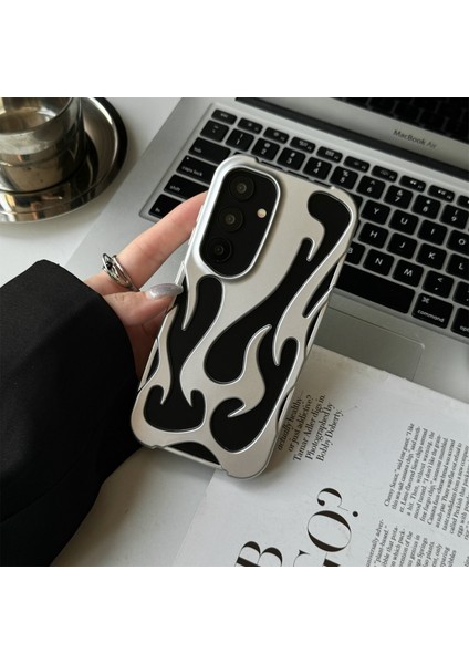 Samsung Galaxy A15 4g/5g Kılıf Içi Boş Alev Tasarımlı Mat Tpu Telefon Kapağı-Gümüş (Yurt Dışından) fiyatları