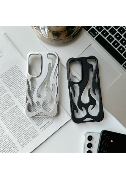 Samsung Galaxy A15 4g/5g Kılıf Içi Boş Alev Tasarımlı Mat Tpu Telefon Kapağı-Gümüş (Yurt Dışından) indirimleri