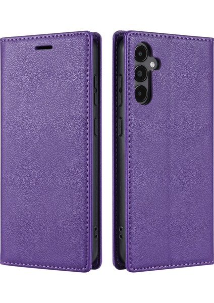 Samsung Galaxy A16 4g/5g Cüzdan Kılıf Manyetik Kapatma Pu Deri Telefon Kapağı-Mor (Yurt Dışından)