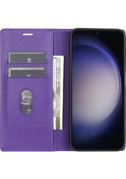 Samsung Galaxy A16 4g/5g Cüzdan Kılıf Manyetik Kapatma Pu Deri Telefon Kapağı-Mor (Yurt Dışından) fırsatları