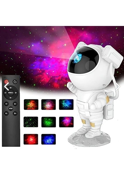 Astronot Bluetooth Hoparlör Galaxy Bulutsusu Ay Tavan Gökyüzü Projektör Zamanlayıcı Gece Lambası