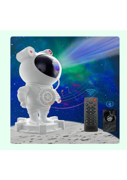 Astronot Bluetooth Hoparlör Galaxy Bulutsusu Ay Tavan Gökyüzü Projektör Zamanlayıcı Gece Lambası