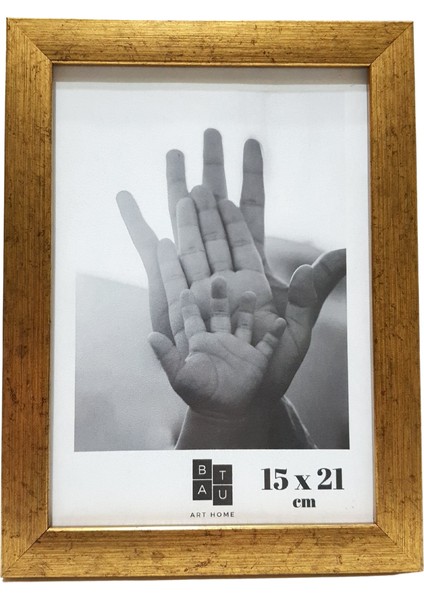 Fotoğraf Çerçevesi 15 x 21 cm Mat Altın Renk Gerçek Camlı Masaüstü Ayaklı ve Duvara Asılabilir