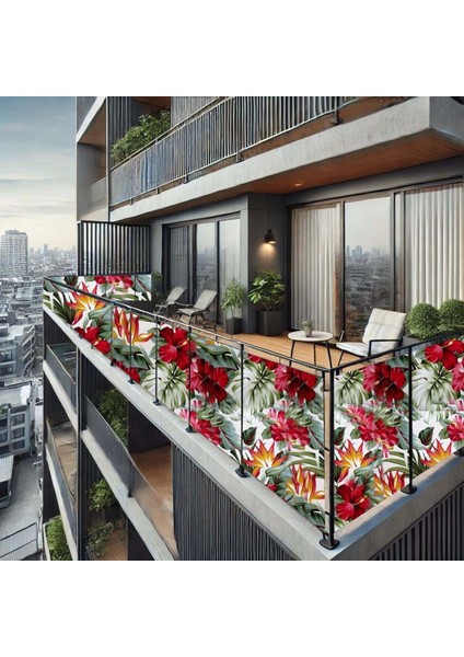 70 cm x 2 m Orkide Balkon Bahçe Çit Brandası Su İtici, Uv Koruyucu, Dekoratif Örtü