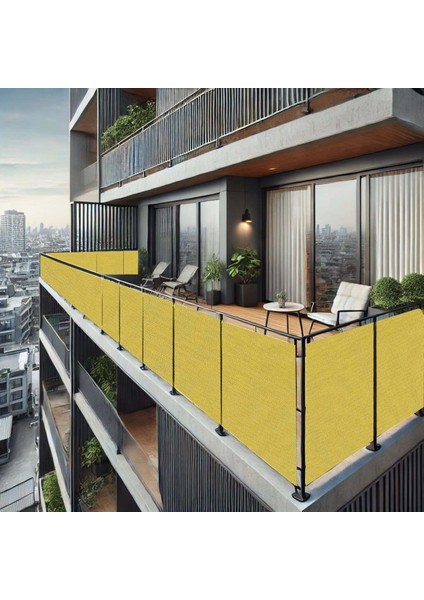 50 cm x 2 m Sarı Balkon Bahçe Çit Brandası Su İtici, Uv Koruyucu, Dekoratif Örtü