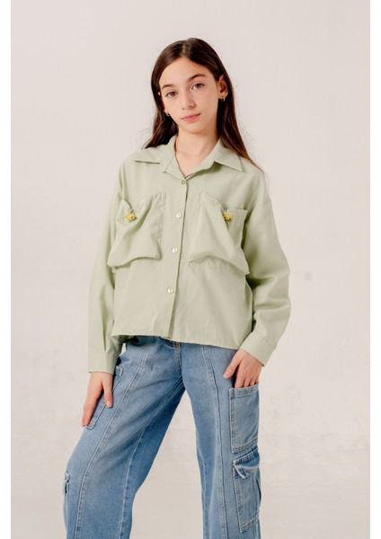 Kız Çocuk Körük Cepli Gömlek 3155 fiyatları
