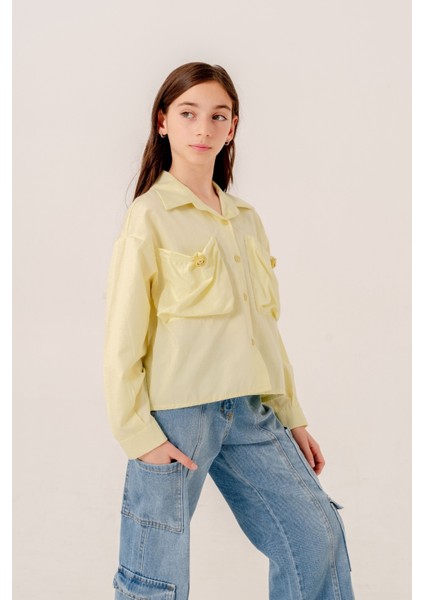 Kız Çocuk Körük Cepli Gömlek 3155 fiyatları