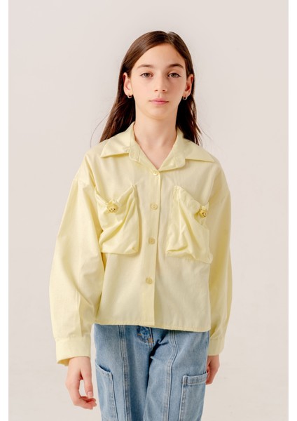 Kız Çocuk Körük Cepli Gömlek 3155 modelleri