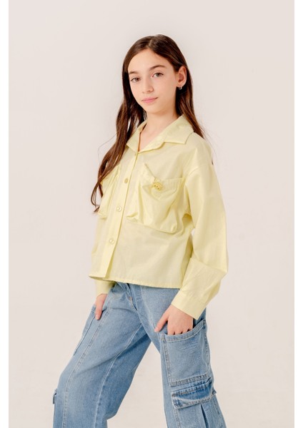 Kız Çocuk Körük Cepli Gömlek 3155 fırsatları