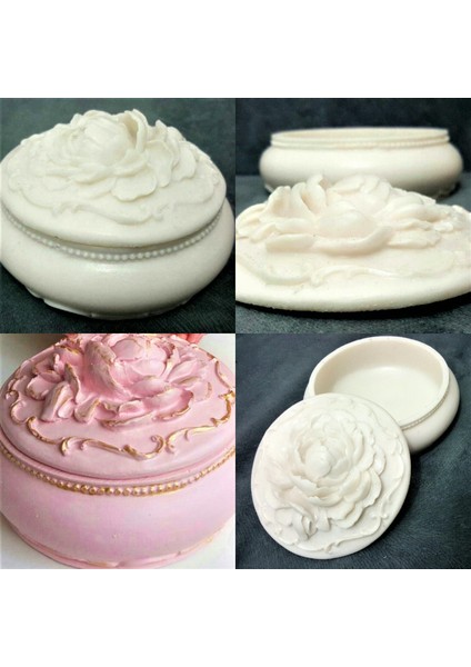 Gül Şakayık Çiçek Motifli Mücevher Kutu Silikon Kalıp K-132