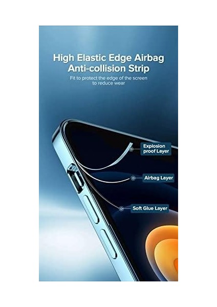 iPhone 12 Uyumlu Kenarları Renkli Lazer Kamera Lens Korumalı Lüks Silikon Kılıf (Sierra Blue)