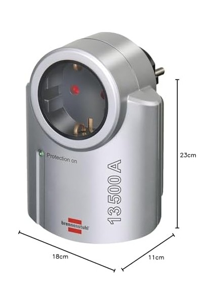 Primera-Line, Priz Adaptörü ile Yüksek Gerilim Koruması İçin (Adaptör Yıldırım Koruması Olarak Elektronik Cihazlar) Renk: Gümüş/siyah 1 Adapter Siyah, Gümüş 1506950