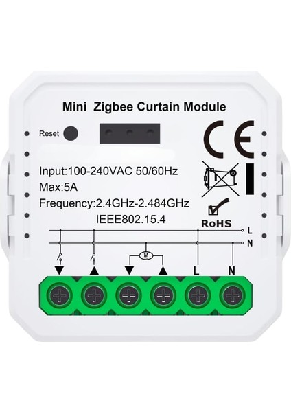 Mini Zigbee Perde Panjur Kontrol Rölesi (Tuya, Smart Life, Home Assistant, ZIGBEE2MQTT Uyumlu)
