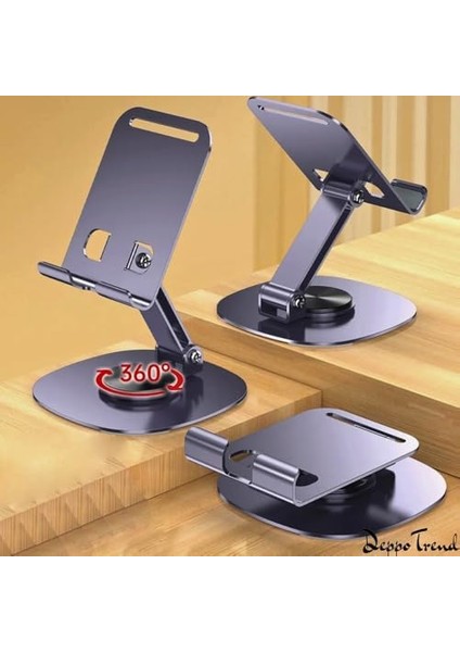 Trend Yüksek Kaliteli Metal Katlanabilir 360 Derece Dönebilen Tablet Standı Telefon Tutucu Ayarlanabilir Masaüstü Stand