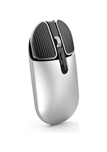 Kablosuz Fare 2.4g + Bluetooth 5.1 Çift Modlu 1600 Dpı 5 Düğmeler Masaüstü Dizüstü Dizüstü Bilgisayar Için Şarj Edilebilir Mouse (Gümüş)