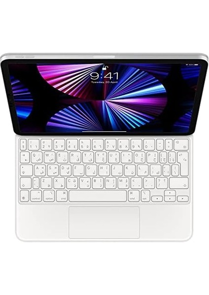 Magic Keyboard: 11 Inç Apple iPad Pro ve Apple iPad Air (4. ve 5. Nesil) Için Apple iPad Klavyesi ve Kılıfı, Harika Yazma Deneyimi, Yerleşik Trackpad, Arapça - Beyaz
