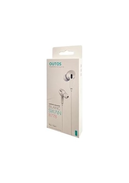 Kablolu Mikrofonlu Silikonlu Kulakiçi Aux Kulaklık Outos 8778, Beyaz