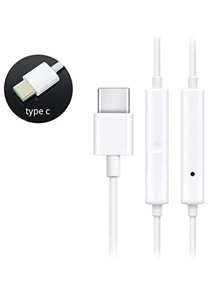 Samsung S22 / S22 Ultra / S23 / S23 Ultra Uyumlu Type-C Kulaklık Orjinal E Yakın Kalite, Teknosepetim, Beyaz, Large