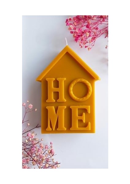 Mum Doğal Petek Ev Dekorasyon, Home Yazılı Hediyelik Mum Seti Besswax Candle