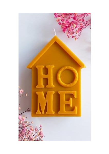 Mum Doğal Petek Ev Dekorasyon, Home Yazılı Hediyelik Mum Seti Besswax Candle
