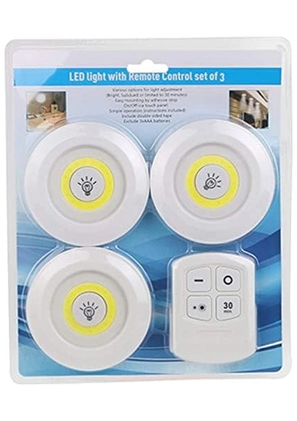 3'lü LED Lamba, Uzaktan Kumandalı Spot Lamba, Dolap Altı Lamba, Kiler Aydınlatma Lambası, Mutfak Lambası, Kablosuz LED Lamba
