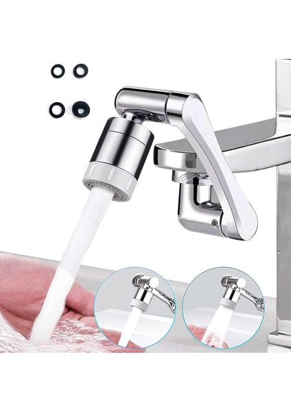 1080 Derece Hareketli Oynar Musluk Başlığı - Su Tasarruflu Musluk Ucu Uzatıcı, Basınç Arttırıcı Perlatör (%100 Abs Plastik, Krom Kaplamadır.)