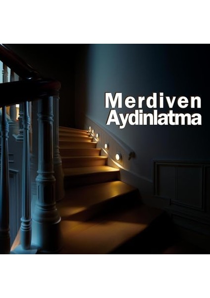 LED Hareket Sensörlü Ledli Gece Lambası Şarj Edilebilir, Taşınabilir 4000K Günışığı (3 Adet)