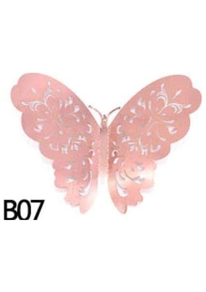 Ev Dekorasyon 3D Metalik Bakır Renk Oyma Pvc Kelebek 12 Li Süsleme Model Q3 fiyatları