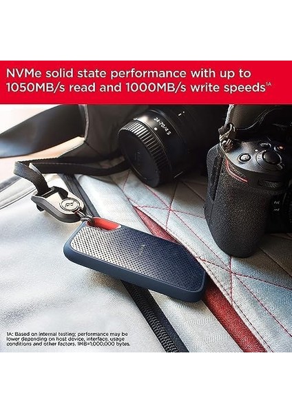Extreme Portable SSD 2 Tb (Taşınabilir Nvme Ssd, Usb-C, 1.050 Mb/sn'ye Kadar Okuma Hızı ve 1.000 Mb/s Yazma Hızı, Su ve Toza Dayanıklı) SDSSDE61-2T00-G25
