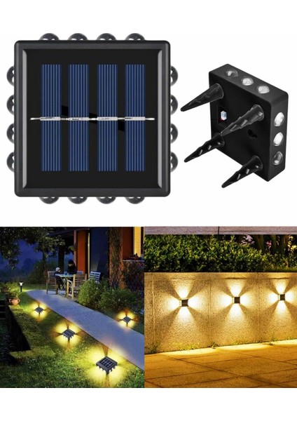 12 LED Enerjili Bahçe Aydınlatma Gün Işığı Aplik LED Işık Işıldak Lamba Fener Süs Balkon Dekorasyonu Kamp Peyzaj Teras Avlu Havuz Veranda Su Geçirmez Duvar ve Zemine Uygun Otomatik On/off