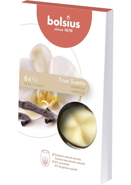 Kokulu Buhardanlık Eritme Mum Tableti - Vanilya Kokulu - 6 Yuvarlak Şekilli Tablet Mum - 2-3 Kere Eritme ile Toplamda Yaklaşık 25 Saat Koku Deneyimi