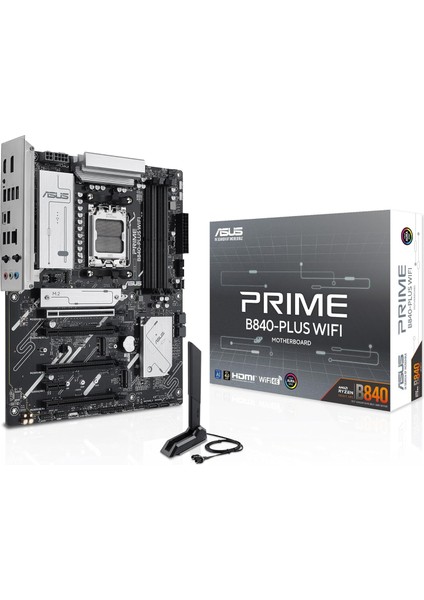 Prıme B840-PLUS Wıfı Amd B840 Am5 Ddr5 7600 Dp HDMI 3x M2 Usb3.2 Aura Rgb 2.5gbit Lan Atx Asus 5x Protectıon Iıı, Bıos Flashback Butonu