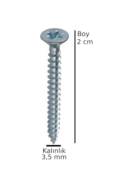 Sunta Ahşap Ağaç Tahta Vidası Yıldız Uçlu Vida 30 Adet Boy 2 cm Kalınlık 3,5 mm
