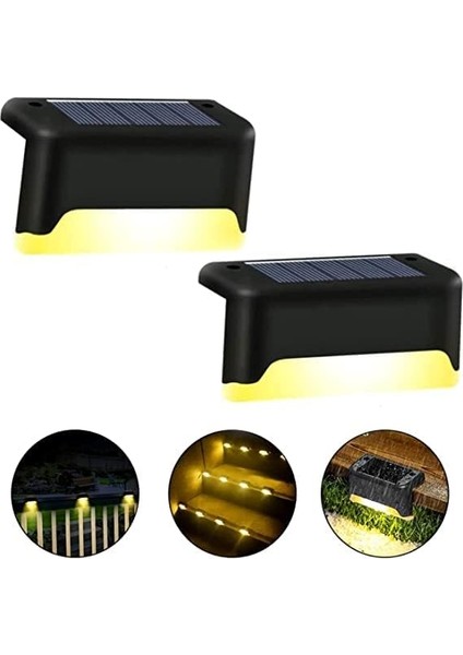 4 Adet LED Solar Güneş Enerjili, Merdiven, Veranda, Bahçe, Balkon ve Çit Lambası, Köşebent, Su Geçirmez Water Proof Solar Lamba Gün Işığı, Güneş Enerjili Aydınlatma