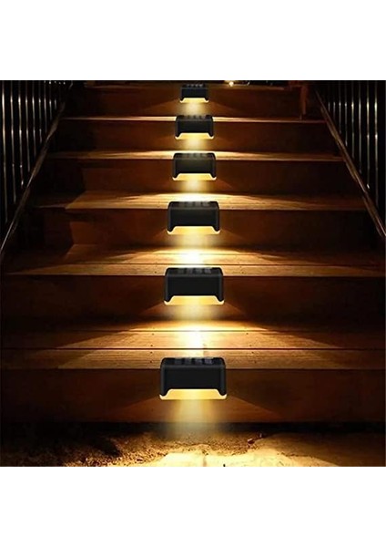 4 Adet LED Solar Güneş Enerjili, Merdiven, Veranda, Bahçe, Balkon ve Çit Lambası, Köşebent, Su Geçirmez Water Proof Solar Lamba Gün Işığı, Güneş Enerjili Aydınlatma