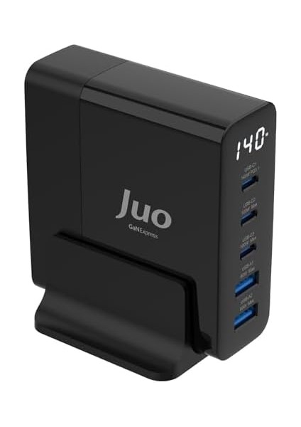 140W Gan Pd 3.1 Masaüstü Hızlı Şarj Cihazı 3 Type-C + 2 Usb-A iPhone & MacBook & Laptop Uyumlu Şarj Aleti