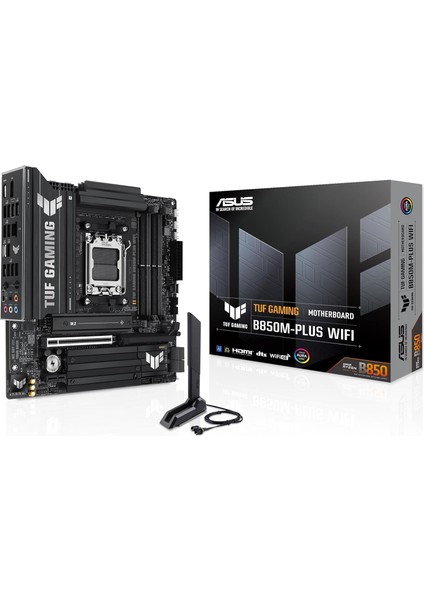 Tuf Gamıng B850M-PLUS Wıfı Amd B850 Am5 Ddr5 8000 Dp HDMI 3x M2 Usb3.2 Gen 2x2 Wifi 6e + Bt Aura Rgb 2.5gbit Lan Matx 14+2+1 Güç Aşamaları, 1xgen5 M.2, Ready For Advanced Aı Pc