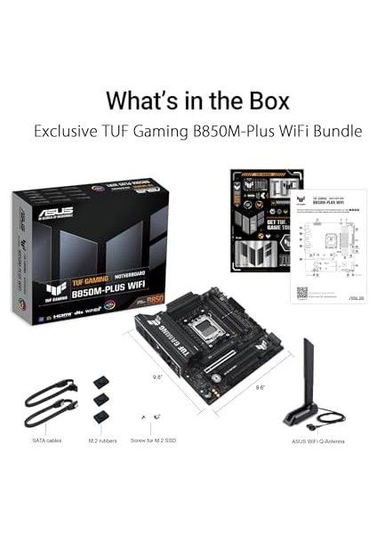 Tuf Gamıng B850M-PLUS Wıfı Amd B850 Am5 Ddr5 8000 Dp HDMI 3x M2 Usb3.2 Gen 2x2 Wifi 6e + Bt Aura Rgb 2.5gbit Lan Matx 14+2+1 Güç Aşamaları, 1xgen5 M.2, Ready For Advanced Aı Pc