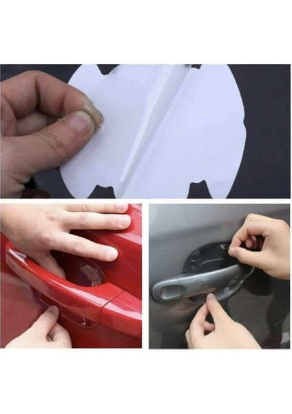 8 Adet Araba Kapı Kolu Koruyucu Çizilme Önleyici Şeffaf Sticker Film Koruma Seti