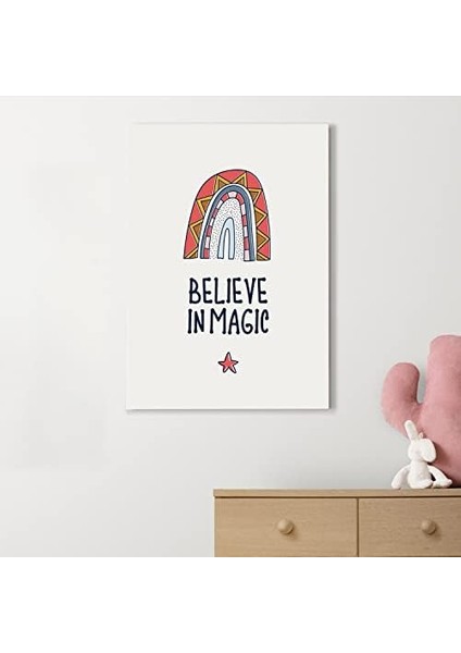 In Magic - Çocuk Odası Için Renkli Kanvas Tablo, Doğal Ahşap Çerçeveli, 30 x 40 cm fiyatları