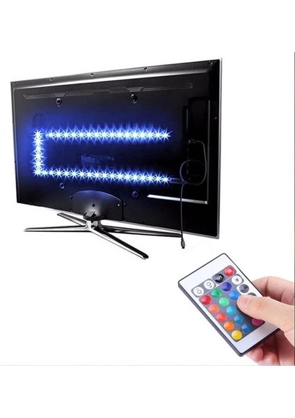 Dükkan Tv Monitör Arkası Kumandalı Rgb Şerit LED Iç Mekan LED Işıldak | Animasyonlu Rgb Şerit LED (1 Metre)