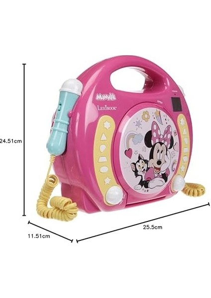Junior Minnie Mouse CD Çalar, 2 Oyuncak Mikrofonlu, Kulaklık Jakı, Akülü, Pembe, RCDK100MN
