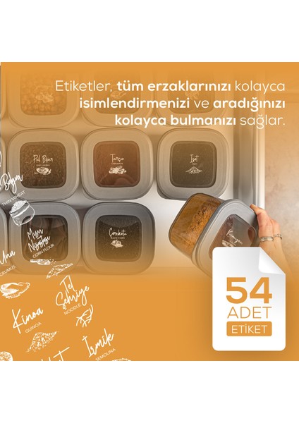 48'li Etiketli Lux Hava Geçirmez Erzak ve Baharat Saklama Kabı Seti Kaşıklı Antrasit modelleri